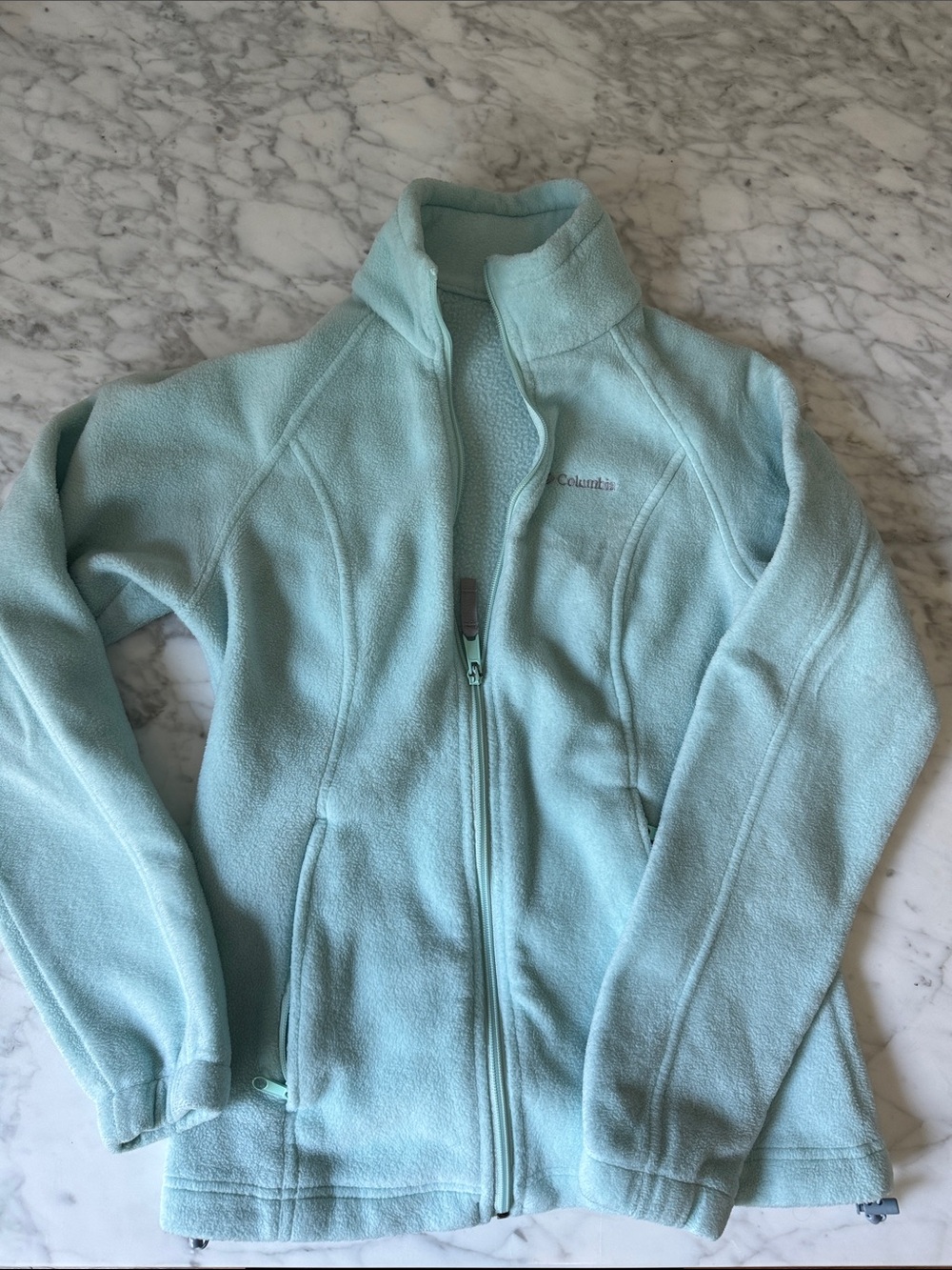 Columbia Mint Green Full-Zip Fleece Jacket